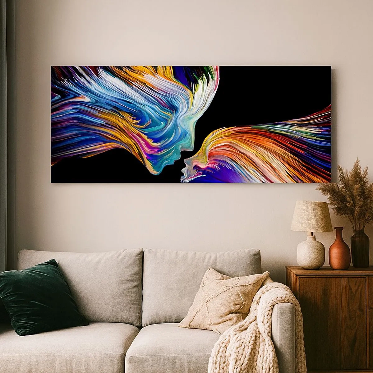 Canvastavla - Bild på duk - Fusion av energi och ljus - 100x40 cm