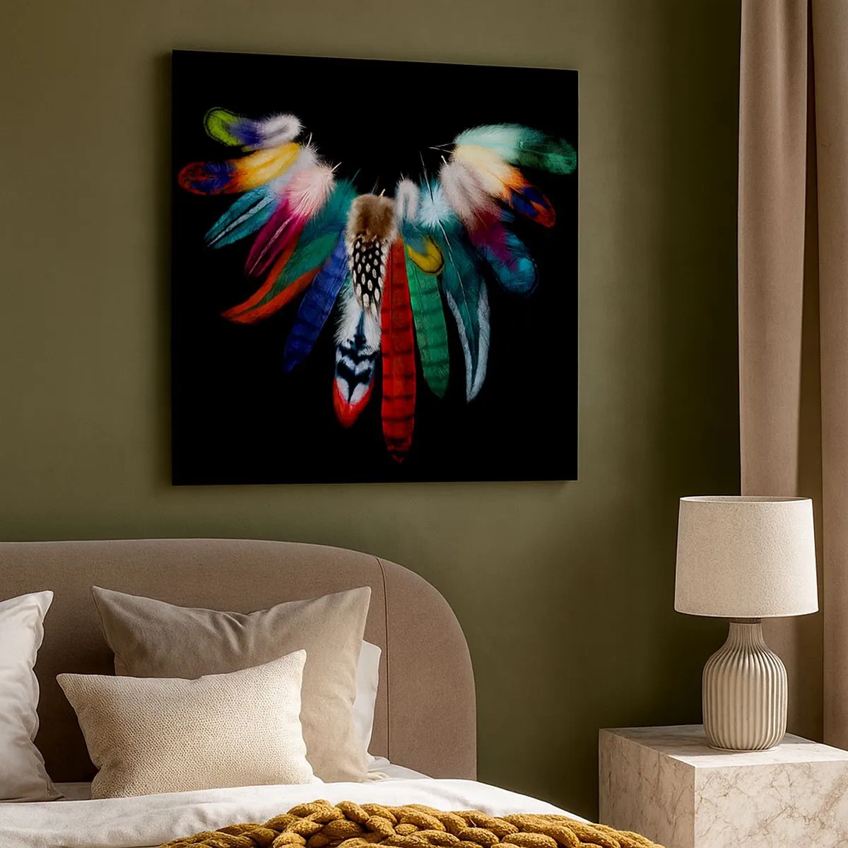 Canvastavla - Bild på duk - Indianskt halsband - 30x30 cm