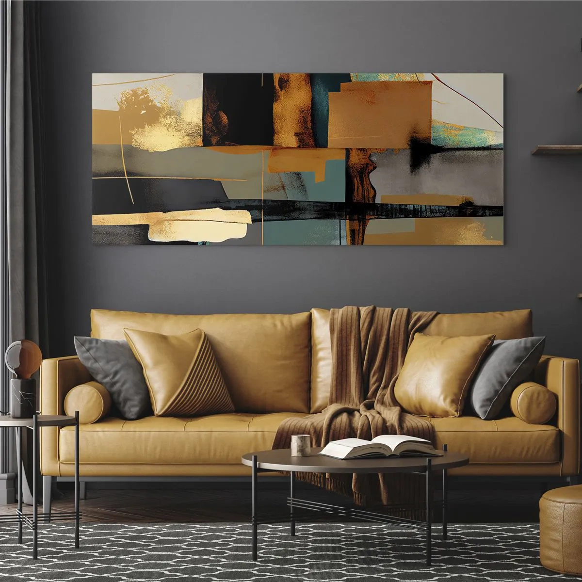 Glastavla - Bild på glas - Abstraktion - ljus och skugga - 100x40 cm