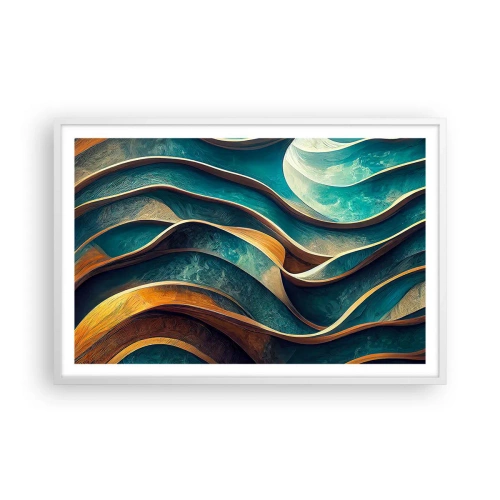 Affisch i vit ram - Meandrar av blått - 91x61 cm
