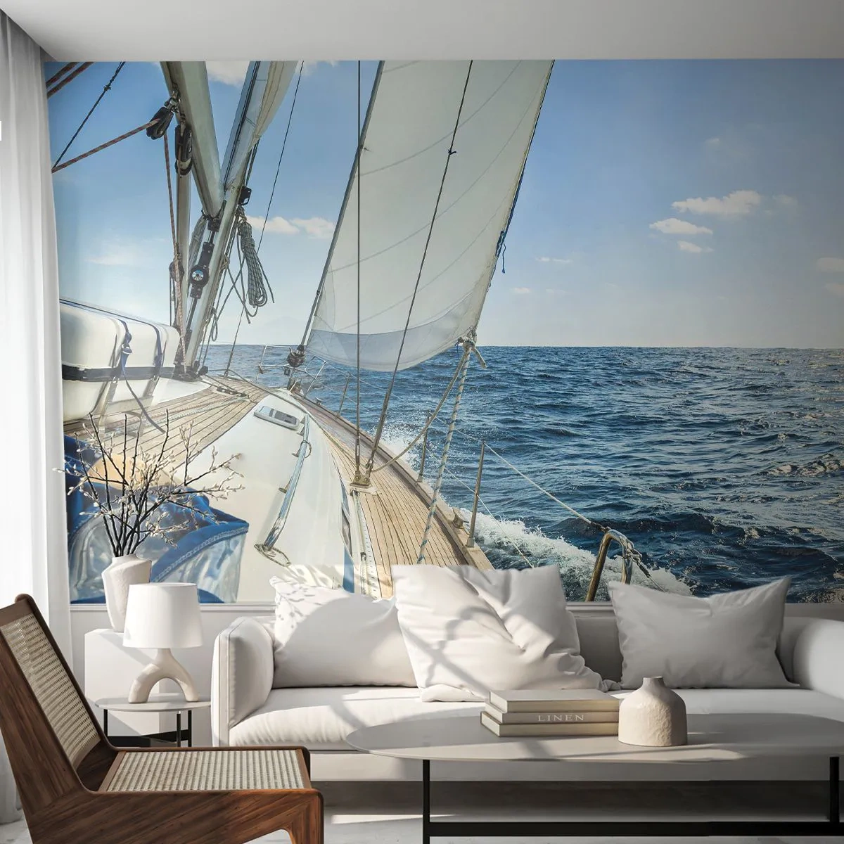 Fototapet Premium Canvas - Heja äventyret - Yacht, Hav, Segling - 300x210 cm