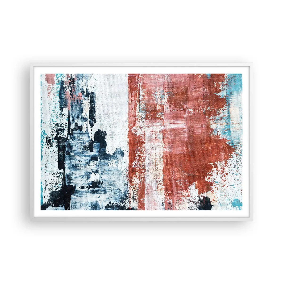 Affisch i vit ram - Abstrakt halvt om halvt - 100x70 cm
