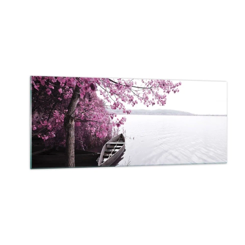 Glastavla - Bild på glas - I rosa tystnad - 100x40 cm