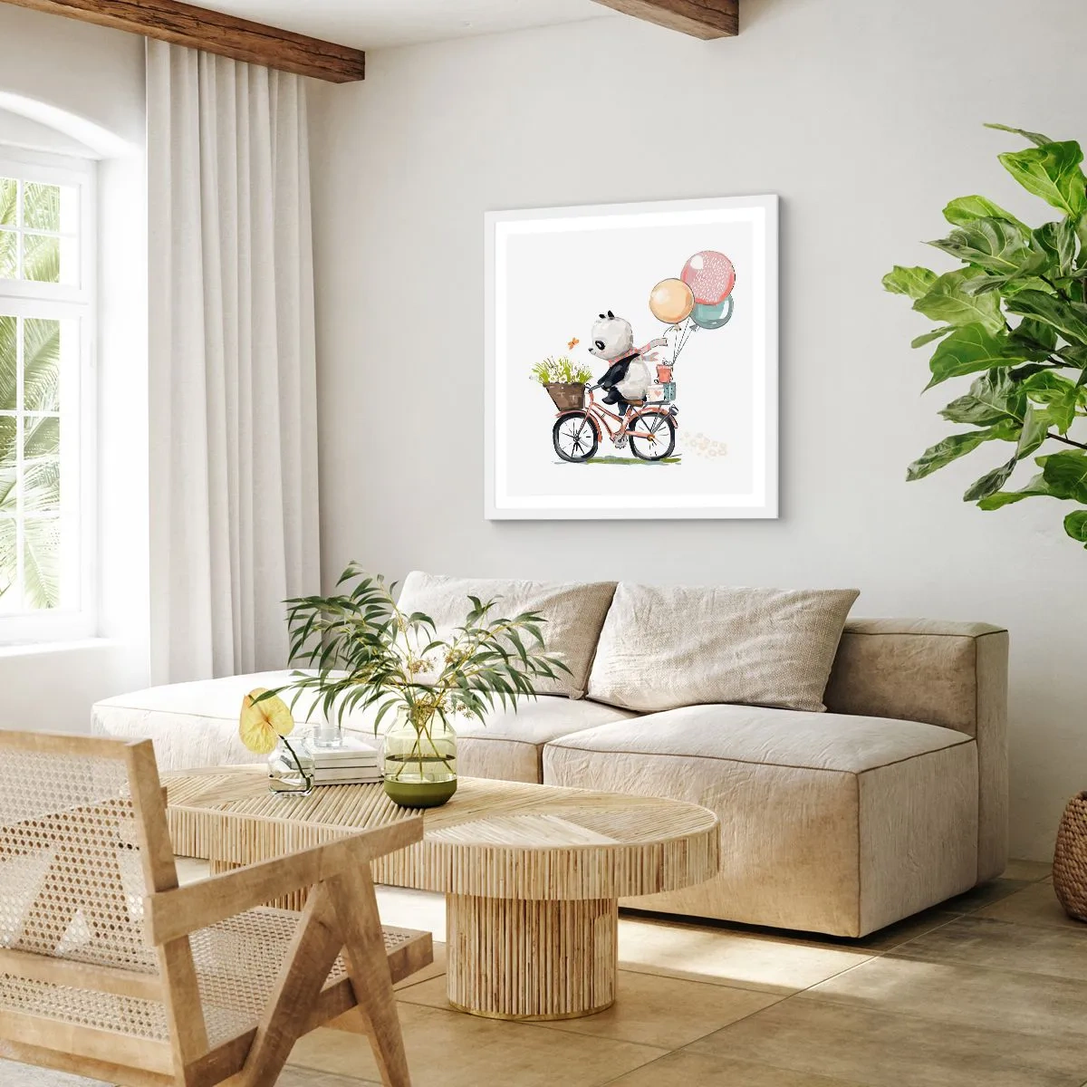 Affisch i vit ram - Lycklig dag - 40x40 cm