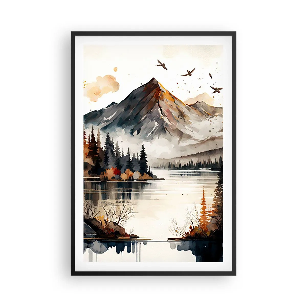 Affisch i svart ram - Gyllene höst i fjällen - 61x91 cm