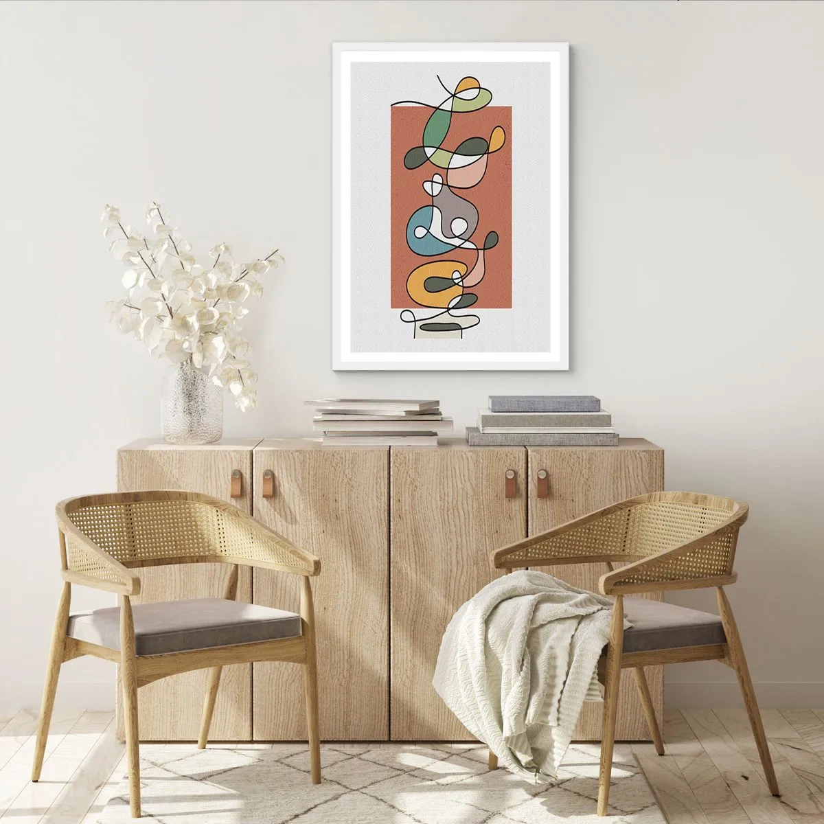 Affisch i vit ram - Abstraktion: en färgglad dans - 30x40 cm