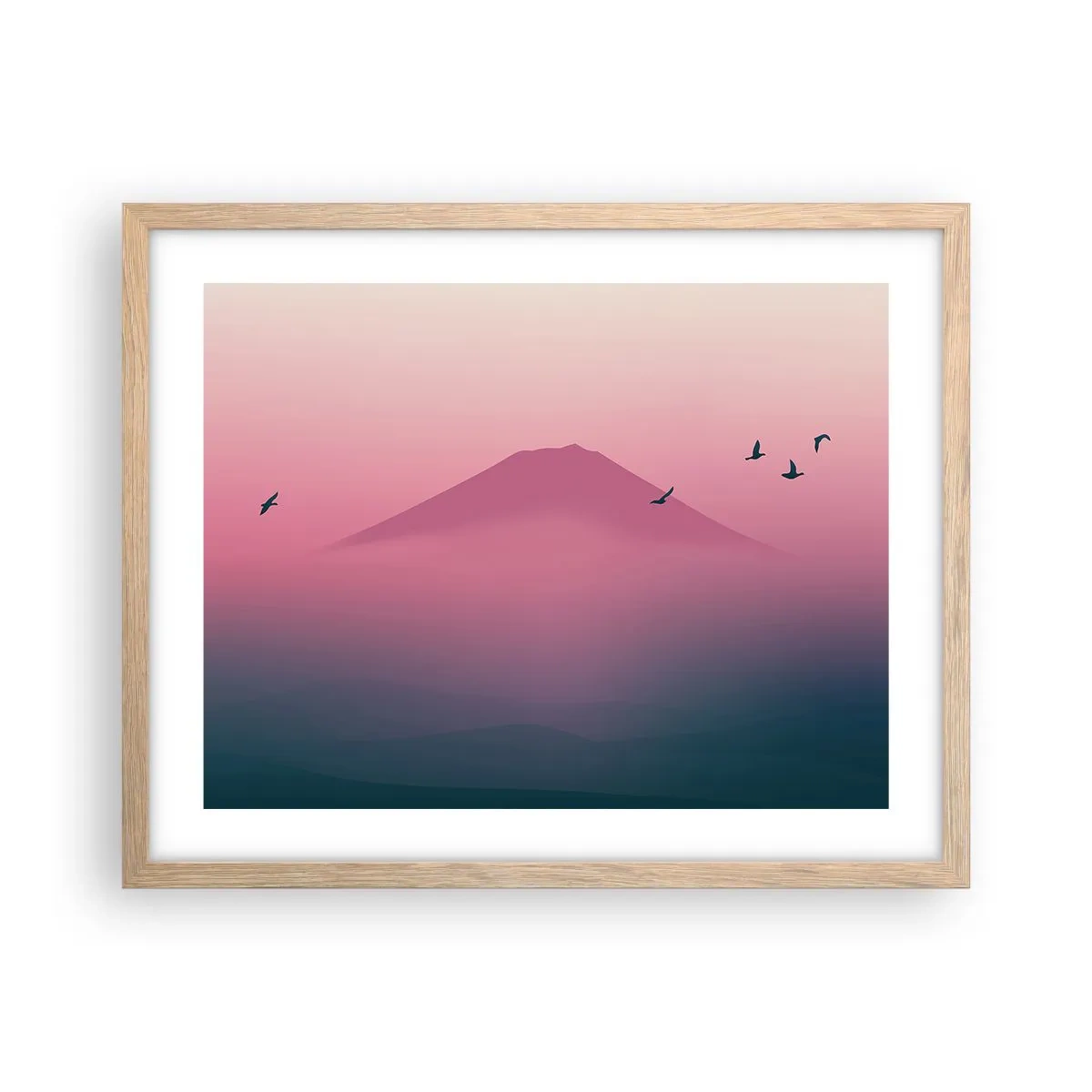 Affisch i ram av ljusek - Vandrare över molnen - 50x40 cm