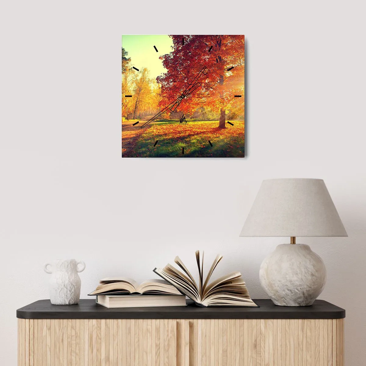 Väggklocka - Klocka på glas - Rött är vackert - 40x40 cm