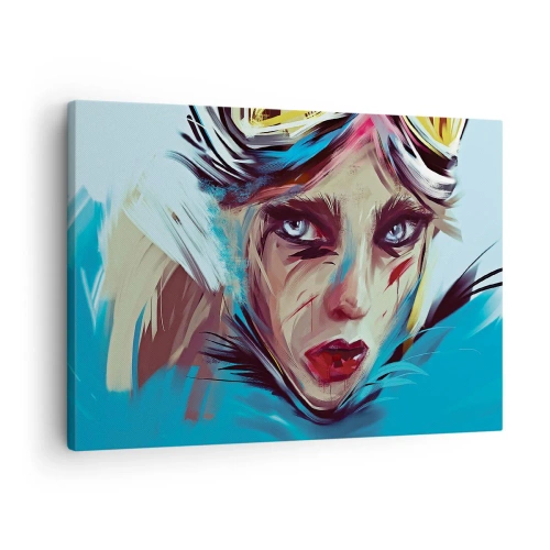 Canvastavla - Bild på duk - Porträtt av en kvinna i dynamiska färger och abstrakt stil - 70x50cm - Vägkämpe - Modern väggdekoration för vardagsrum och sovrum ARTTOR