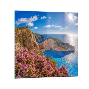 Glastavla - Bild på glas - Min stora grekiska semester - 40x40 cm