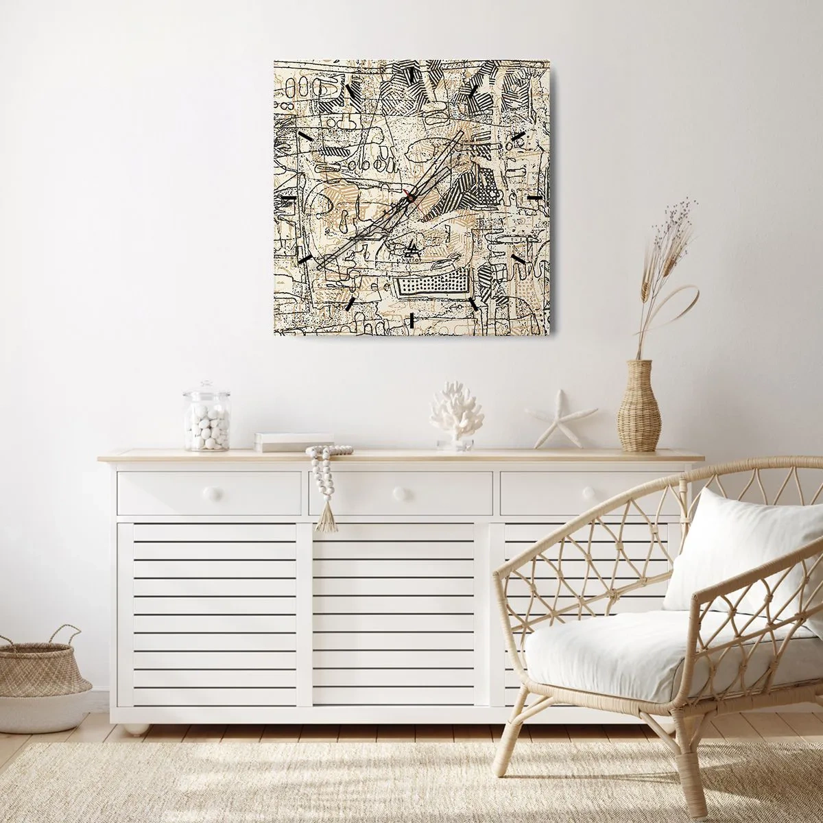 Väggklocka - Klocka på glas - Väntar på avkodning - 40x40 cm