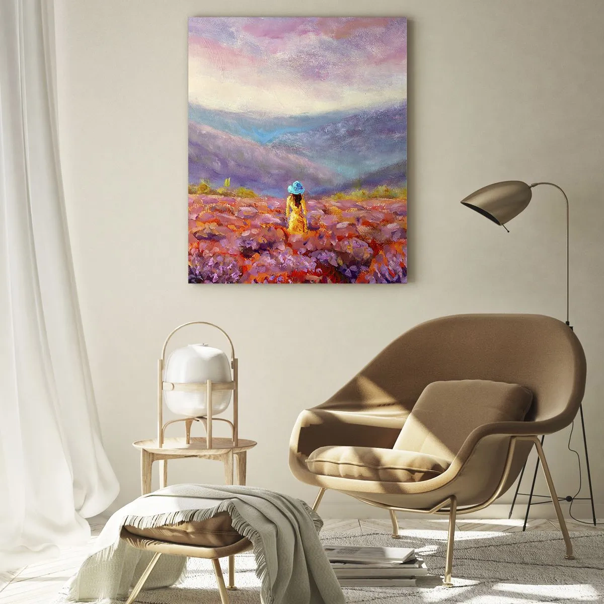 Glastavla - Bild på glas - I lavendelsvärld - 50x70 cm