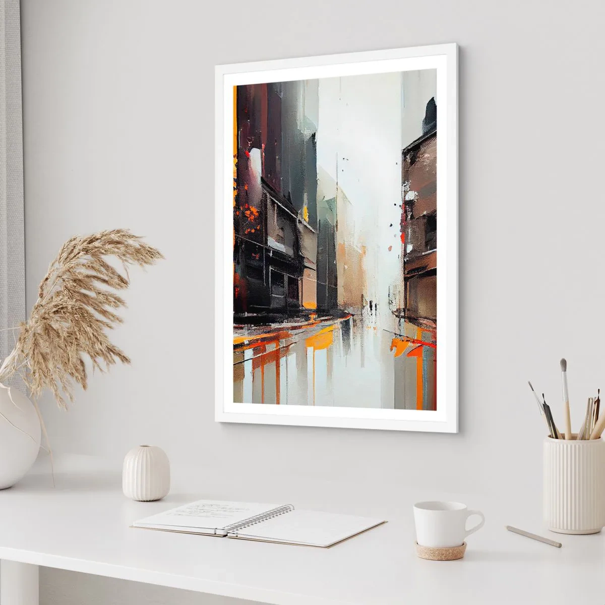 Affisch i vit ram - Regnig dag - 40x50 cm