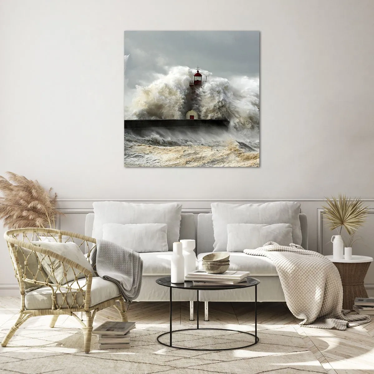 Glastavla - Bild på glas - Havets ilska - 60x60 cm