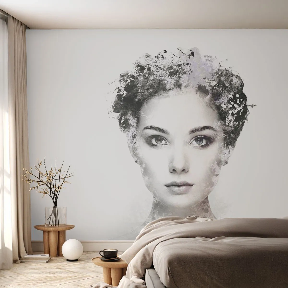 Självhäftande Fototapet Deluxe Sticker - Väldigt stilig porträtt - Kvinnans ansikte, Kvinna, Abstraktion - 250x175 cm