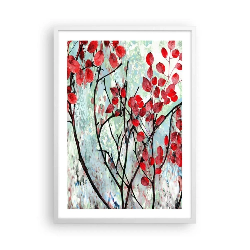 Affisch i vit ram - Träd i scharlakansröd - 50x70 cm