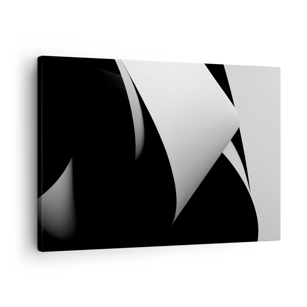 Canvastavla - Bild på duk - Abstrakta former i svartvitt med slående kontraster - 70x50cm - Ljusplan från skuggornas djup - Modern väggdekoration för vardagsrum och sovrum ARTTOR
