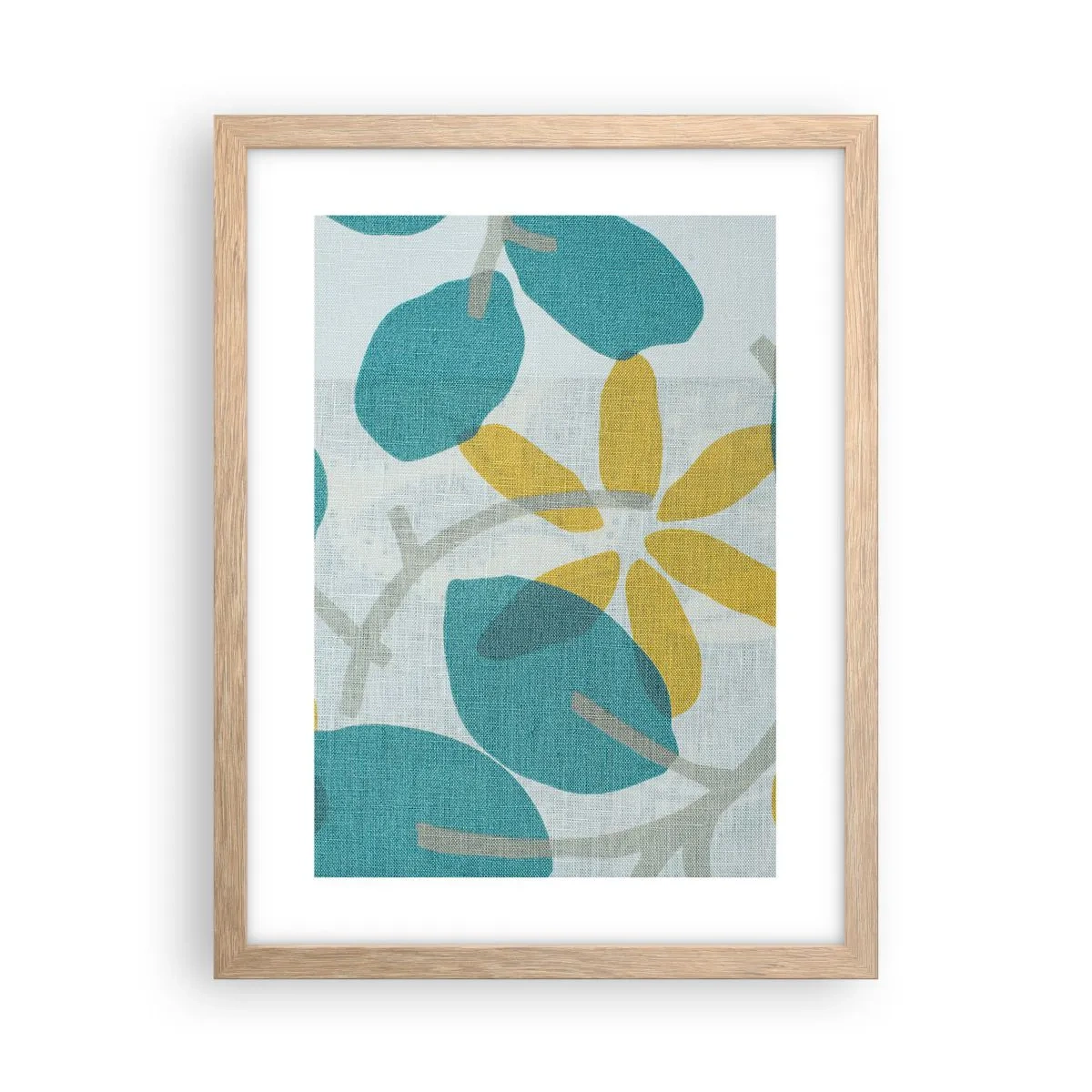 Affisch i ram av ljusek - Bland azurblå blad - 30x40 cm