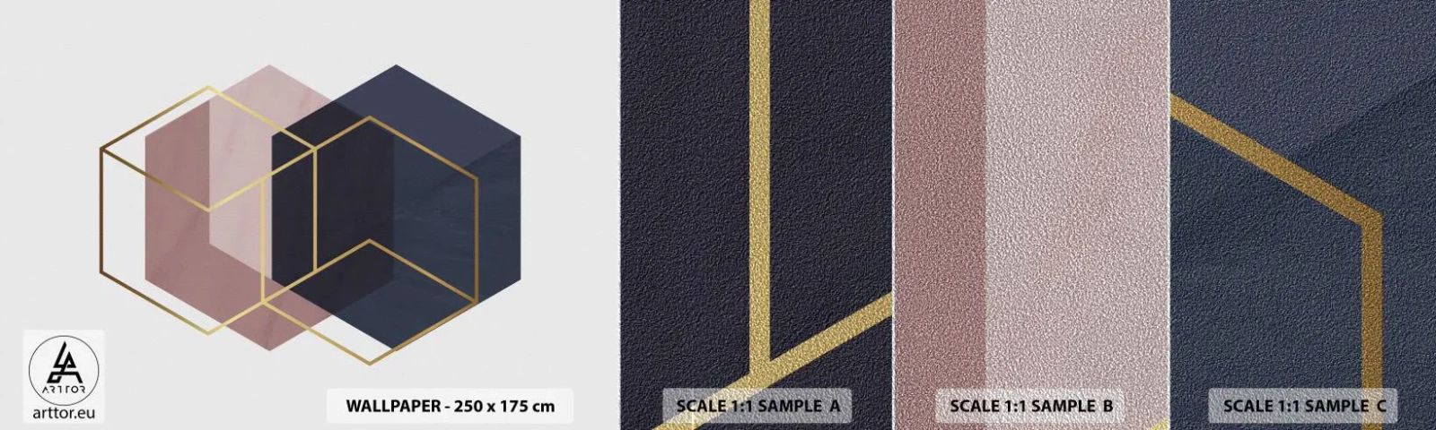 Provbit av fototapet Premium Sand - Enkelhetens styrka - Abstraktion, Bit, Hexagen - 100x30 cm