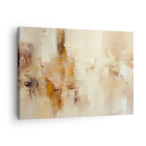 Canvastavla - Bild på duk - En abstrakt komposition i varma nyanser av gult och brunt. - 70x50cm - Bärnstenens själ - Modern väggdekoration för vardagsrum och sovrum ARTTOR