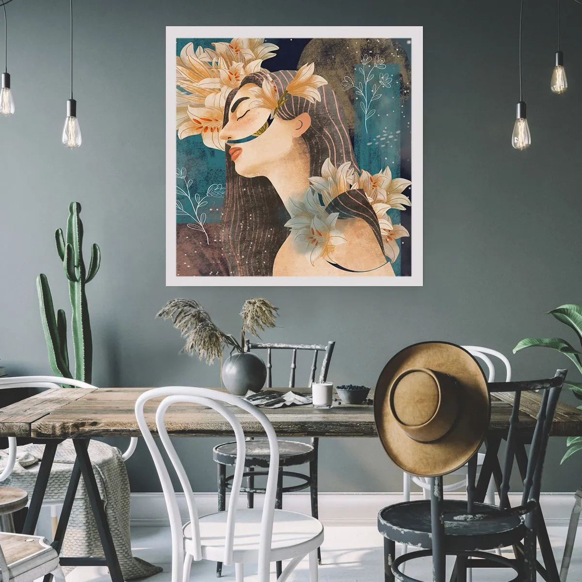 Affisch - Sagan om drottning med liljor - 60x60 cm