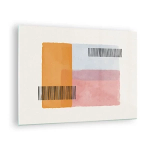 Glastavla - Bild på glas - Abstrakta rektanglar med linjer i minimalistisk stil - 70x50cm - Från hörna till hörna - Modern väggdekoration för vardagsrum och sovrum ARTTOR