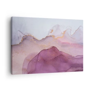 Canvastavla - Bild på duk - En abstrakt komposition i nyanser av lila och guld. - 70x50cm - Lila och violett vågor - Modern väggdekoration för vardagsrum och sovrum ARTTOR