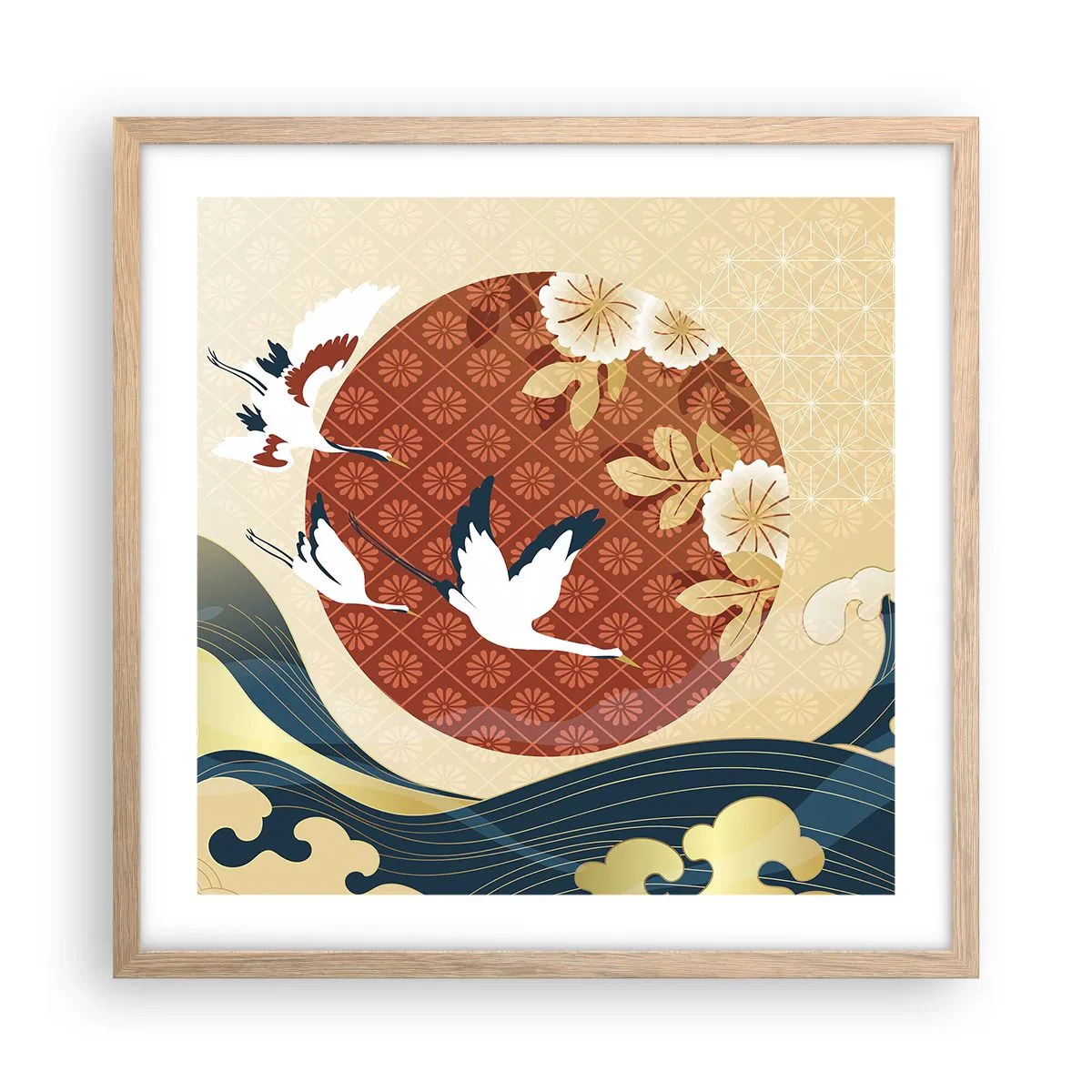 Affisch i ram av ljusek - Japansk saga - 50x50 cm