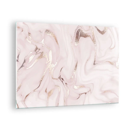 Glastavla - Bild på glas - Abstrakt marmormönster i roséguld - 70x50cm - Rosa raseri - Modern väggdekoration för vardagsrum och sovrum ARTTOR
