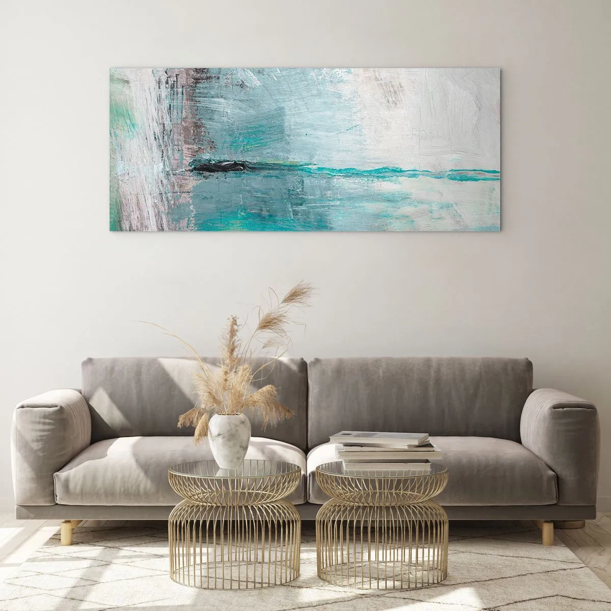 Glastavla - Bild på glas - Horisontellt i blått - 100x40 cm