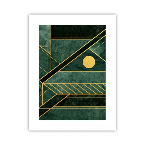 Affisch - Dynamik av guld och azurblå - 30x40 cm