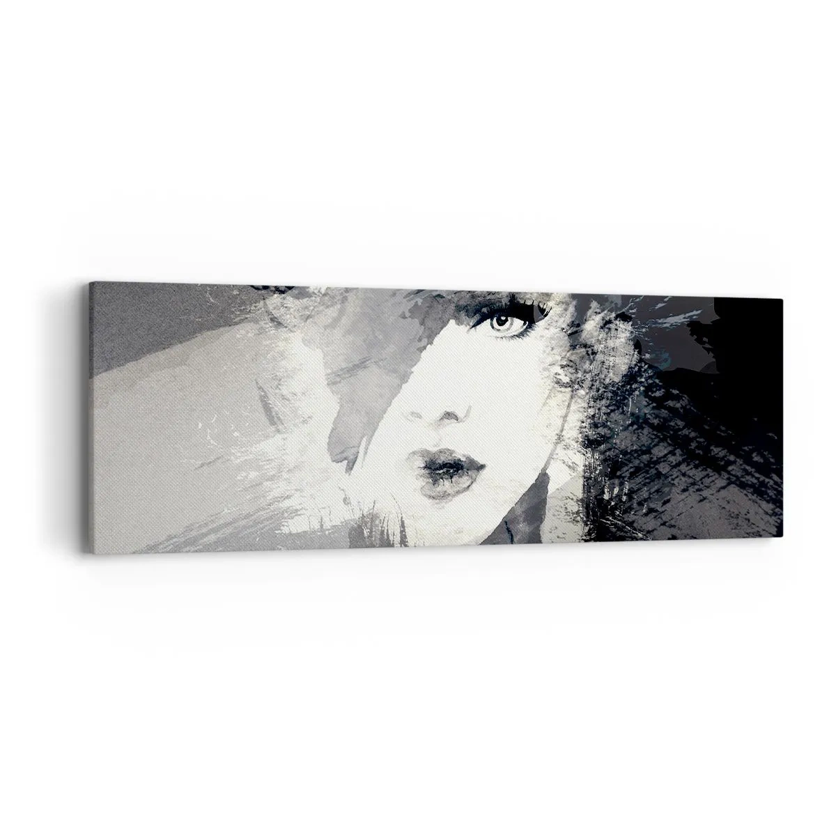 Canvastavla - Bild på duk - Bakom grå voile - 90x30 cm