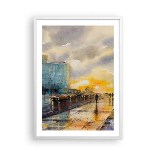 Affisch i vit ram - Livet på stranden - 50x70 cm