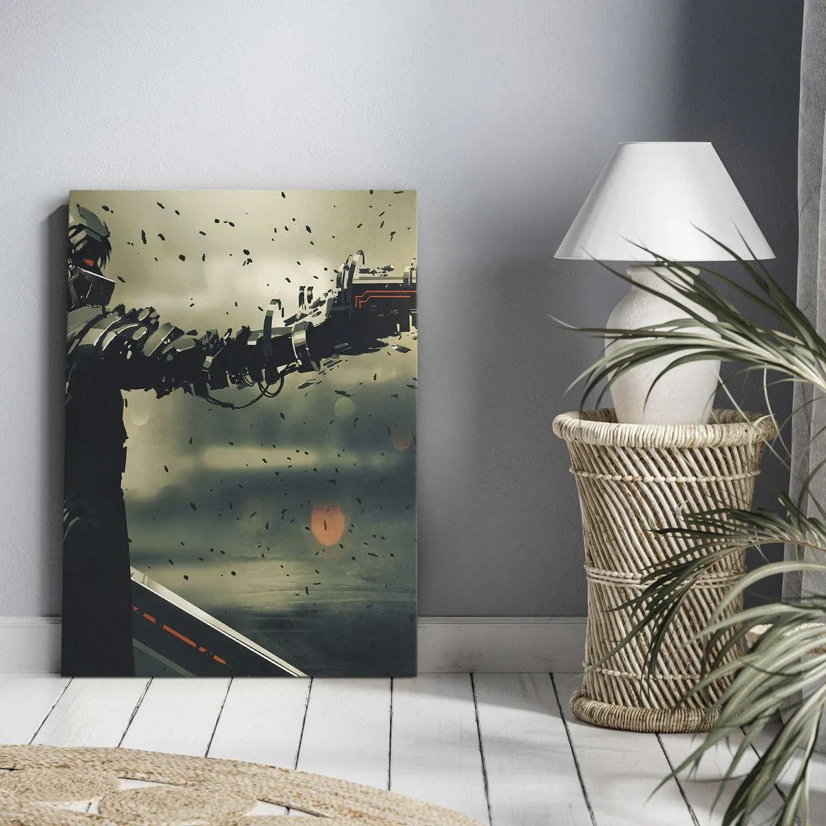 Canvastavla - Bild på duk - Dödlig vapen - din egen Terminator - 80x120 cm