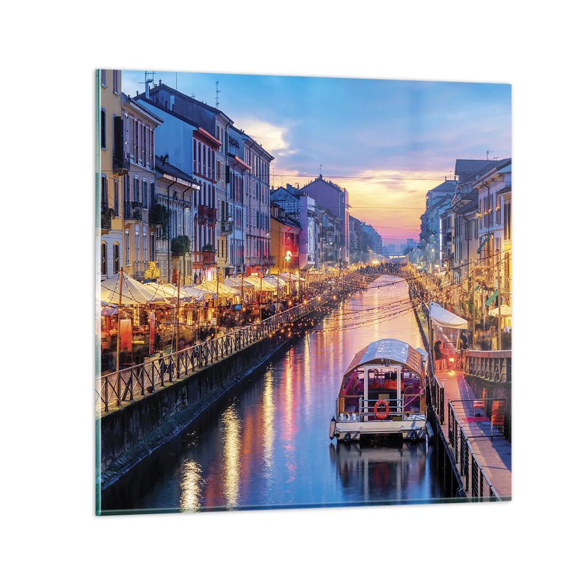 Glastavla - Bild på glas - Ljusets och nöjets kväll - 60x60 cm