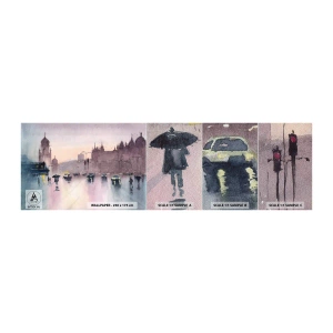 Provbit av fototapet Premium Sand - I regnig dimma - Stad, Arkitektur, Monument - 100x30 cm