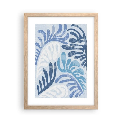 Affisch i ram av ljusek - Blåa ormbunkar - 30x40 cm