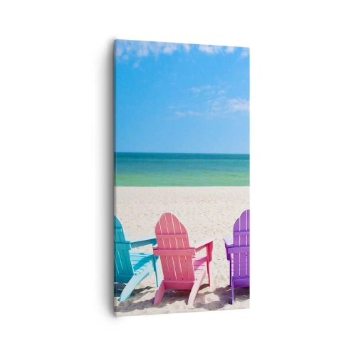 Canvastavla - Bild på duk - Regnbågsstrand - 55x100 cm