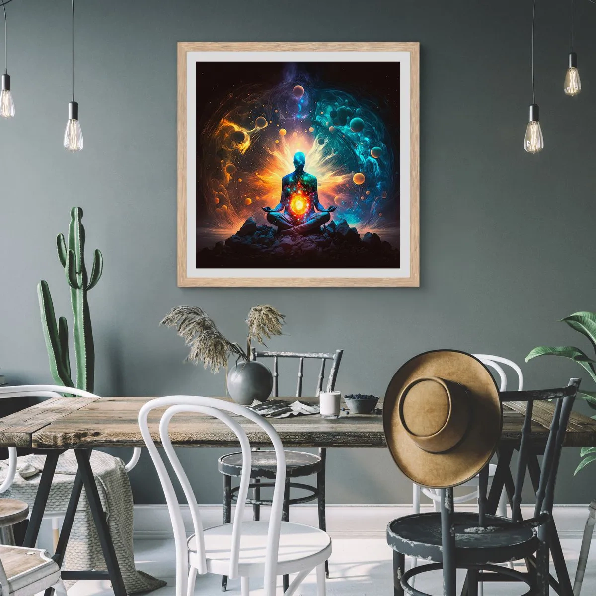 Affisch i ram av ljusek - Kosmisk stillhet - 50x50 cm