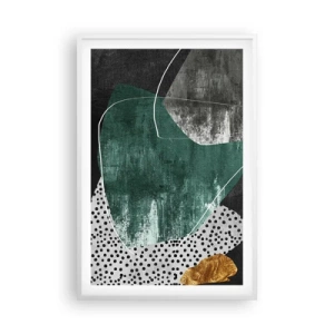 Affisch i vit ram - Färgstark abstraktion med en guldflinga - 61x91 cm