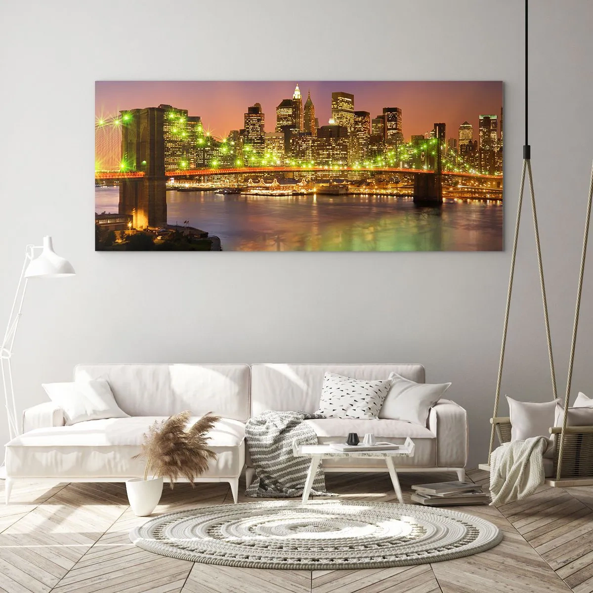 Glastavla - Bild på glas - Ljuset slocknar aldrig här - 100x40 cm