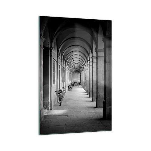 Glastavla - Bild på glas - Under en arkadhall - 70x100 cm