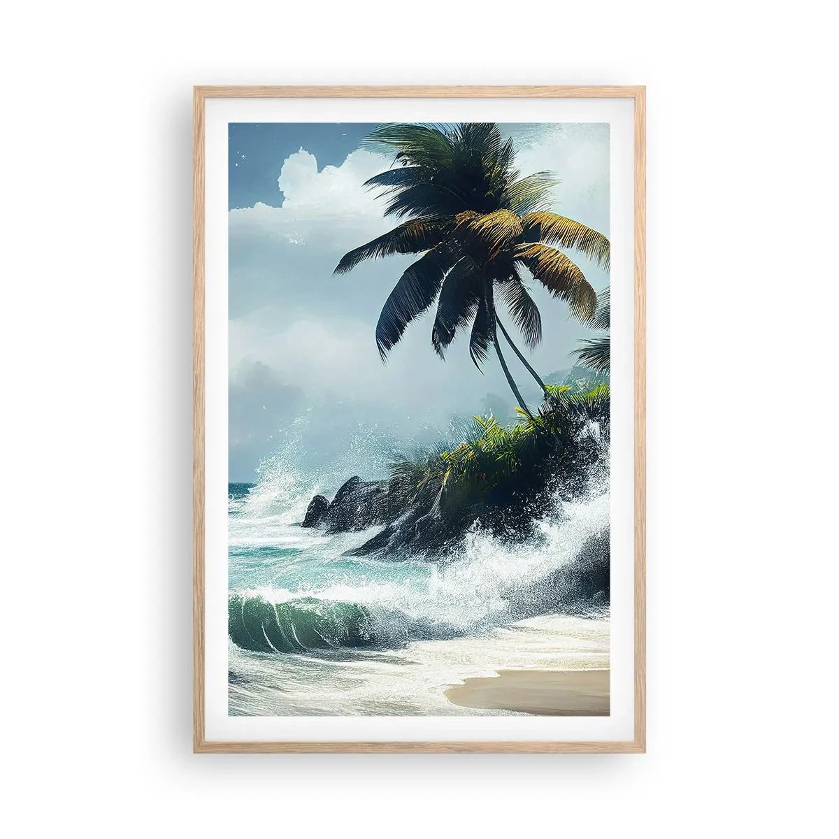 Affisch i ram av ljusek - På en tropisk strand - 61x91 cm