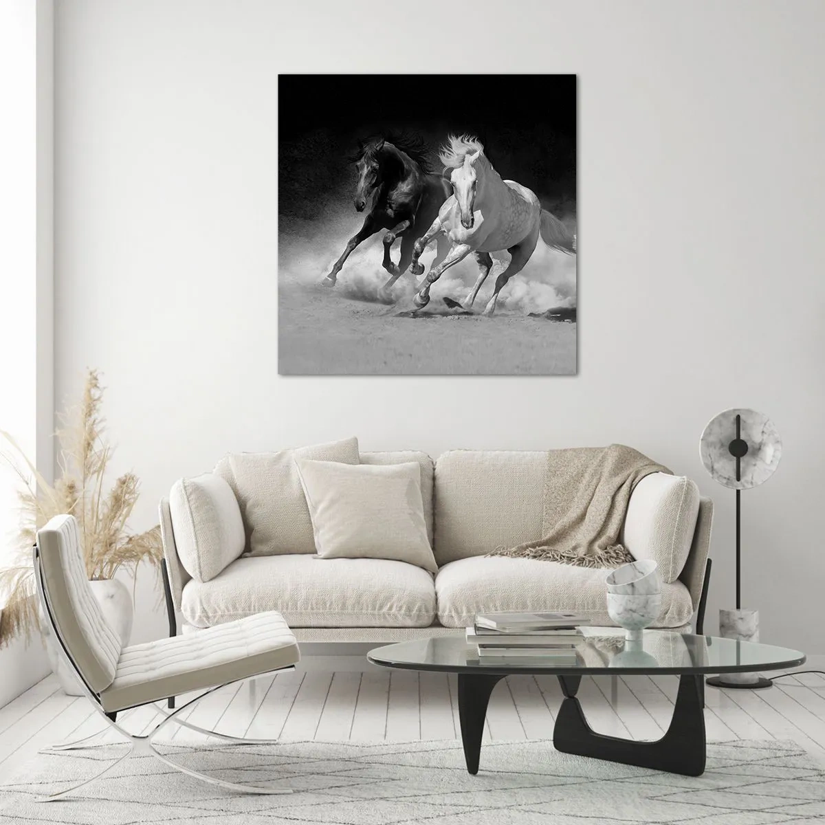 Glastavla - Bild på glas - Frihetens galopp - 40x40 cm