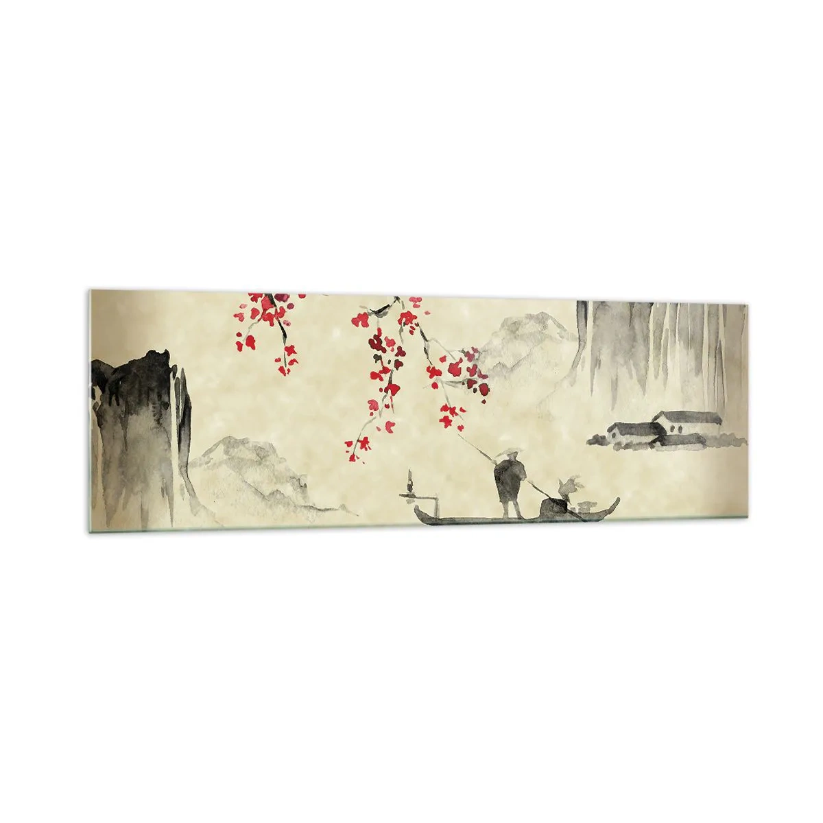 Glastavla - Bild på glas - I det blommande körsbärslandet - 160x50 cm