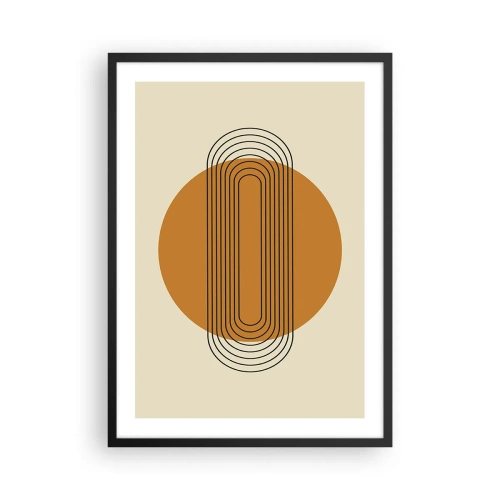 Affisch i svart ram - Geometriskt mönster med orangea cirklar och linjer - 50x70cm - Perfekt plan - Modern väggdekoration för vardagsrum och sovrum ARTTOR