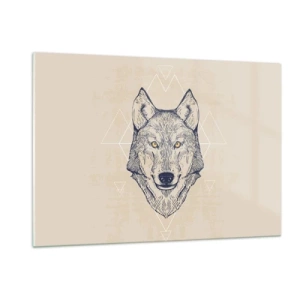 Glastavla - Bild på glas - Alfa med genomborrande blick - 120x80 cm