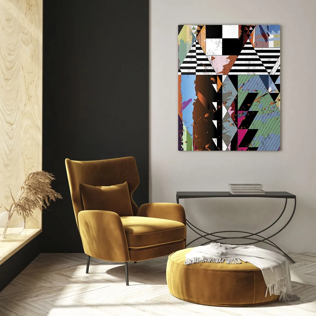 Glastavla - Bild på glas - Geometriskt och organiskt - 80x120 cm