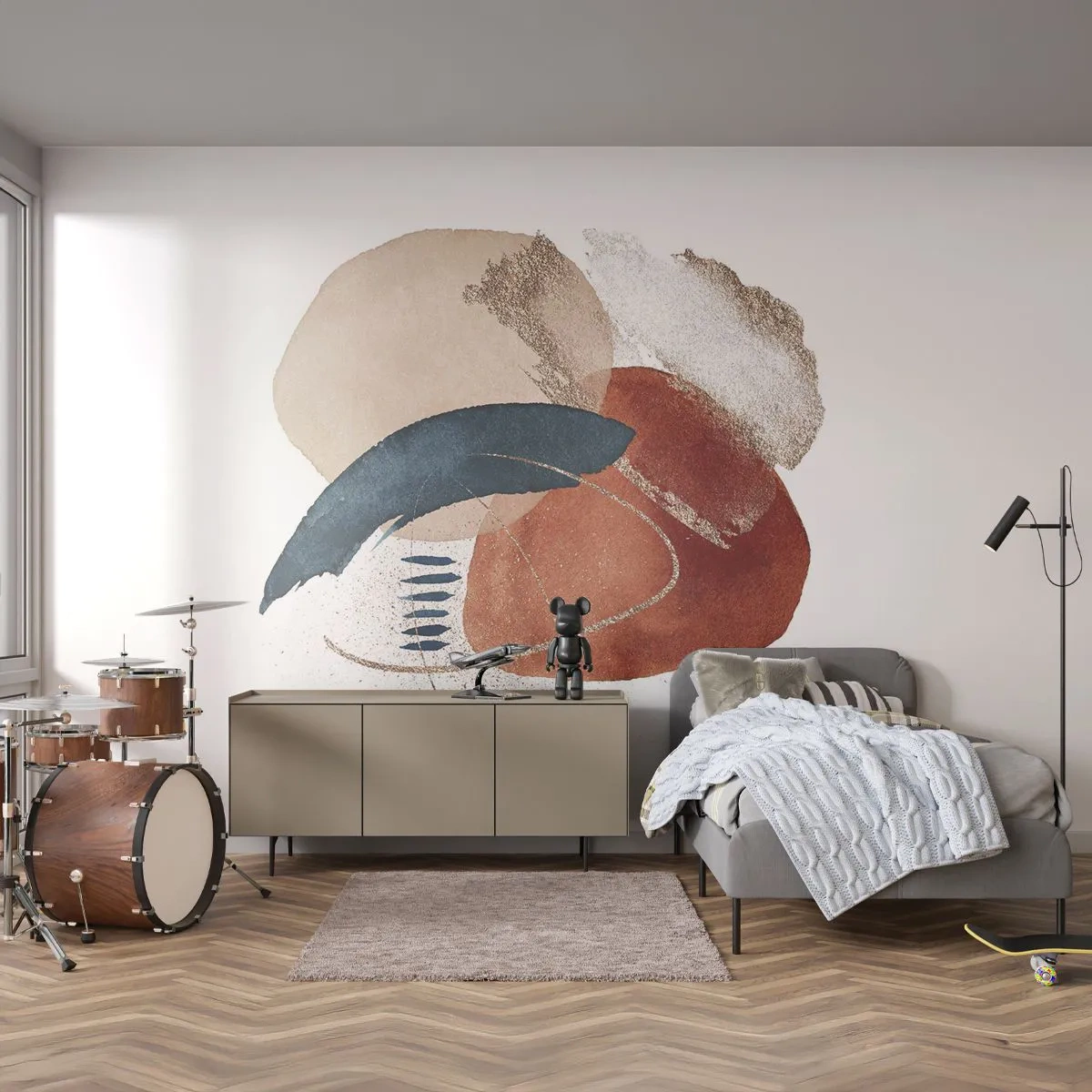 Fototapet Premium Canvas - Oval komposition - Abstraktion, Bit, Modernt mönster - 400x280 cm