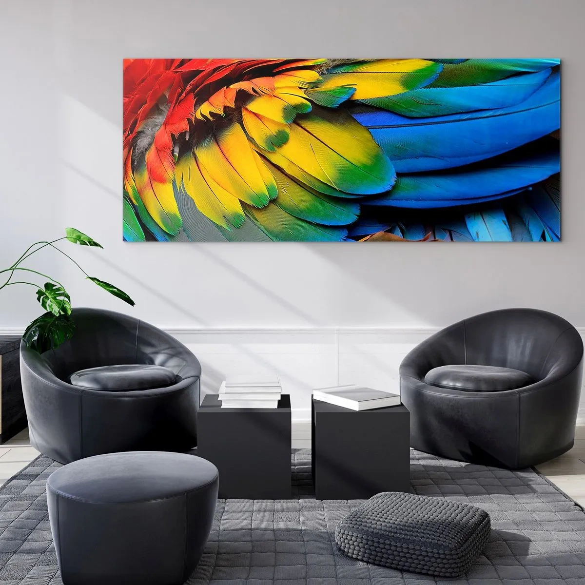 Glastavla - Bild på glas - Paradisfågel - 90x30 cm